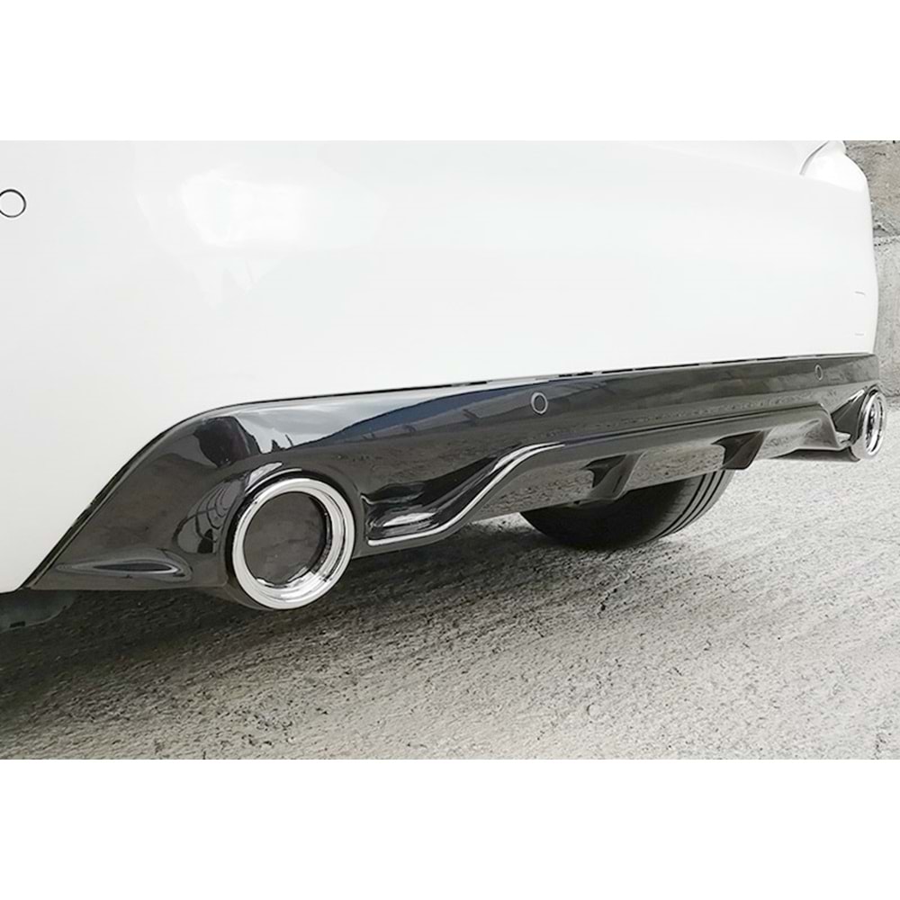 308 GTI Rear Diffuser With 2 Chromee Exhaust Tips Piano Black Vacuum Plastic / 2012-2018