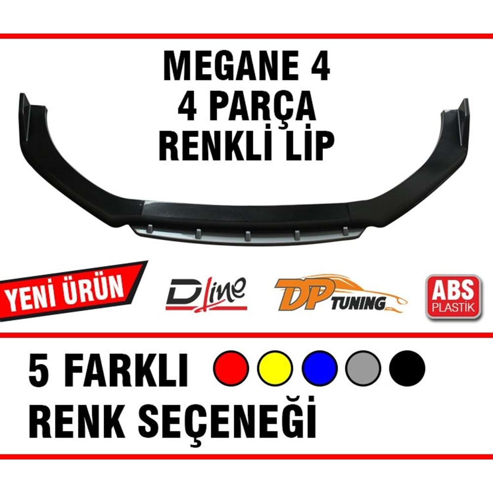 Universal Megane 4 Flaplı Ön Lip Piano Black ABS / Gri