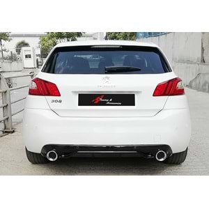 308 GTI Rear Diffuser With 2 Chromee Exhaust Tips Piano Black Vacuum Plastic / 2012-2018