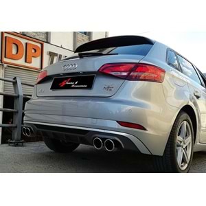 A3 8V FL HB S3 Rear Diffuser Left+Right Double Outputs Dark Grey ABS / 2017-2019