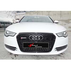 A6 C7 RS6 Front Grille ABS / 2011-2014 (Piano Black With Quattro Badge)