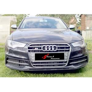 A6 C7 S6 Front Grille ABS / 2011-2014 (Chrome Frame + Matte Grey)