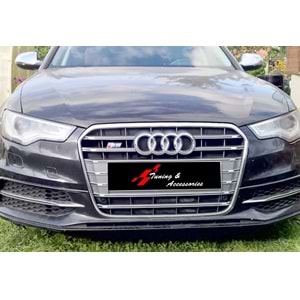 A6 C7 S6 Front Grille ABS / 2011-2014 (Chrome Frame + Matte Grey)