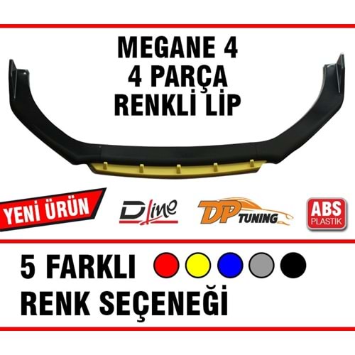 Universal Megane 4 Flaplı Ön Lip Piano Black ABS / Sarı
