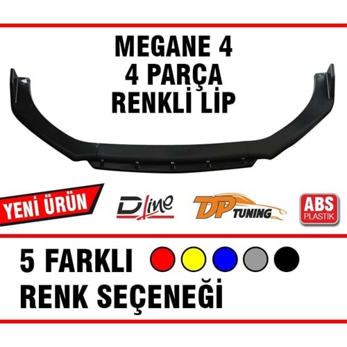 Universal Megane 4 Flaplı Ön Lip Piano Black ABS / Siyah