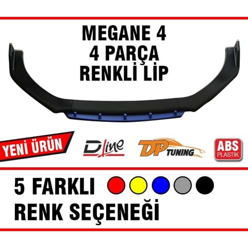 Universal Megane 4 Flaplı Ön Lip Piano Black ABS / Mavi