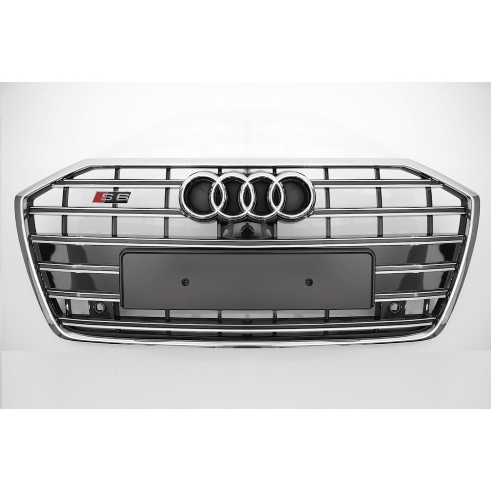 A6 C8 S6 Front Grille ABS / 2019-up (Chrome Frame + Black)