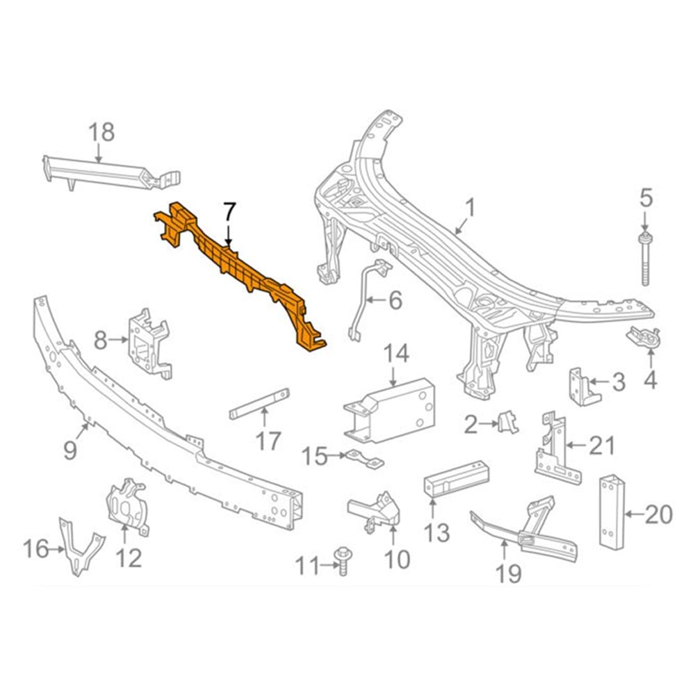 Radiator Support Panel Reinforcement, Oem St., Primer/Matte Black, ABS,