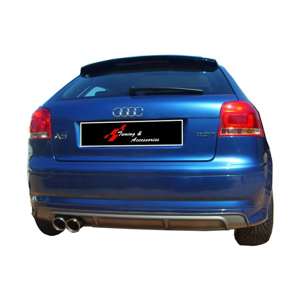 A3 8P S3 Style Rear Bumper Lip Left Double Outputs Raw Surface Vacuum Plastic / 2005-2008 (2 Door)