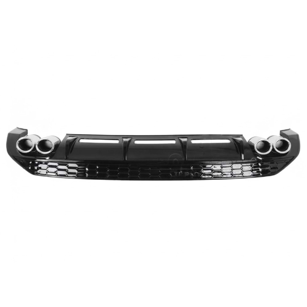 A3 8Y HB Rear Diffuser Left+Right Double Outputs Piano Black ABS / 2020-up