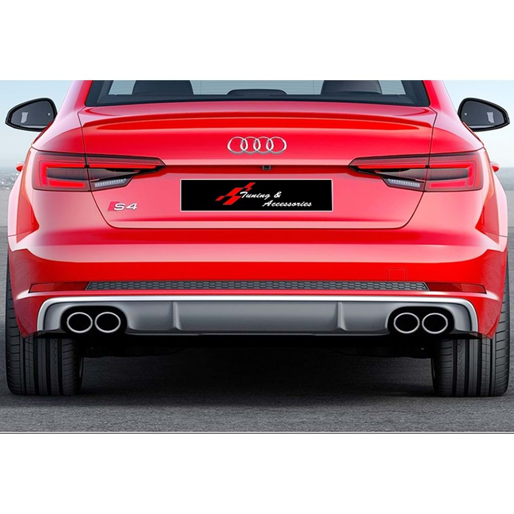 A4 B9 S4 Rear Diffuser Left+Right Double Outputs Grey + Dark Grey ABS / 2016-2019 (Standart Bmp)