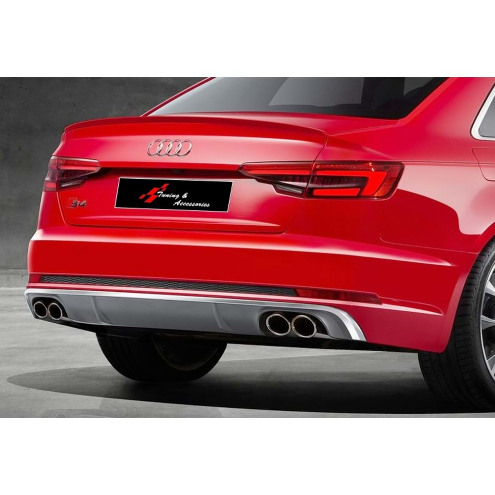 A4 B9 S4 Rear Diffuser Left+Right Double Outputs Grey + Dark Grey ABS / 2016-2019 (Standart Bmp)