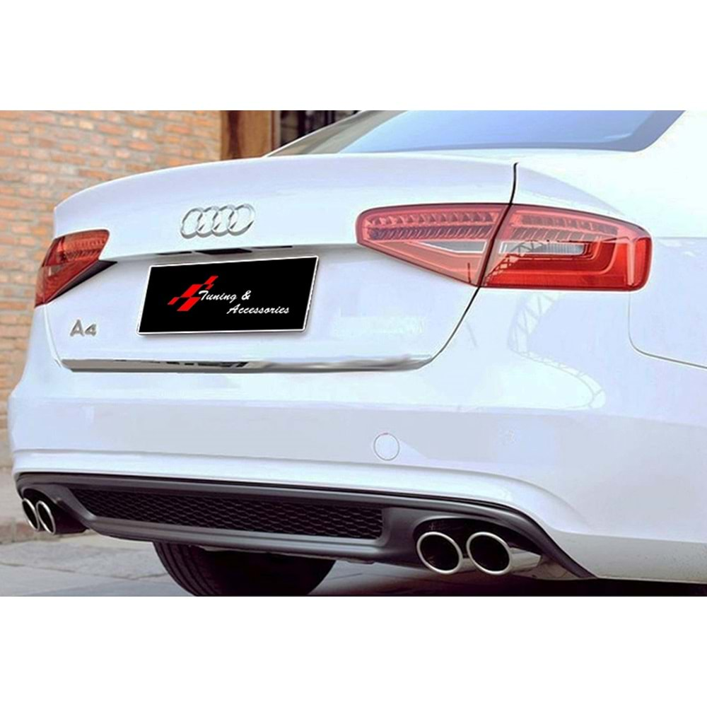 A4 B8 FL S Line Rear Diffuser Left+Right Double Outputs Matte Dark Grey ABS / 2012-2015 (Standart Bmp)