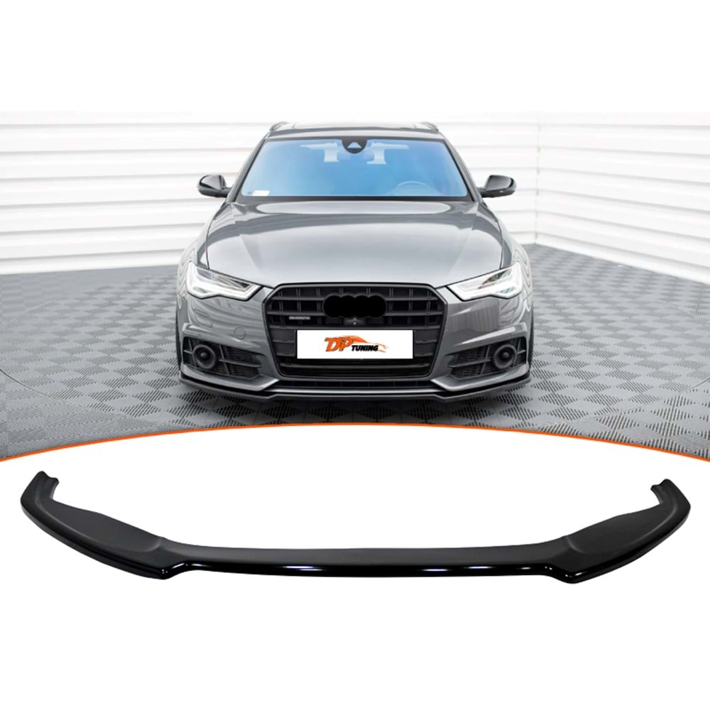 A6 C7.5 S6 / S-Line Max V2 Front Lip Piano Black Vacuum Plastic / 2014-2017