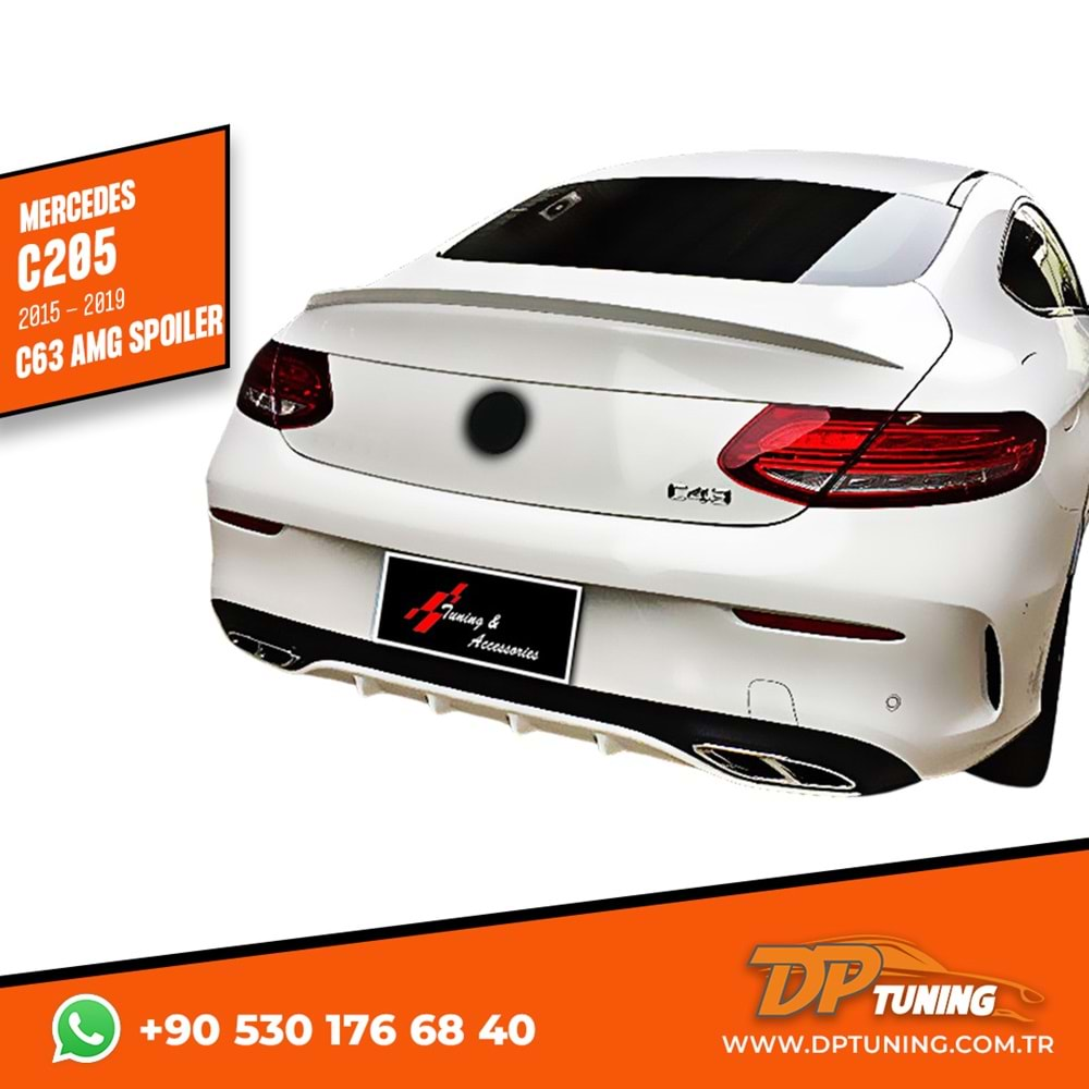 C205 C63 AMG Rear Trunk Spoiler Piano Black ABS / 2015-2019