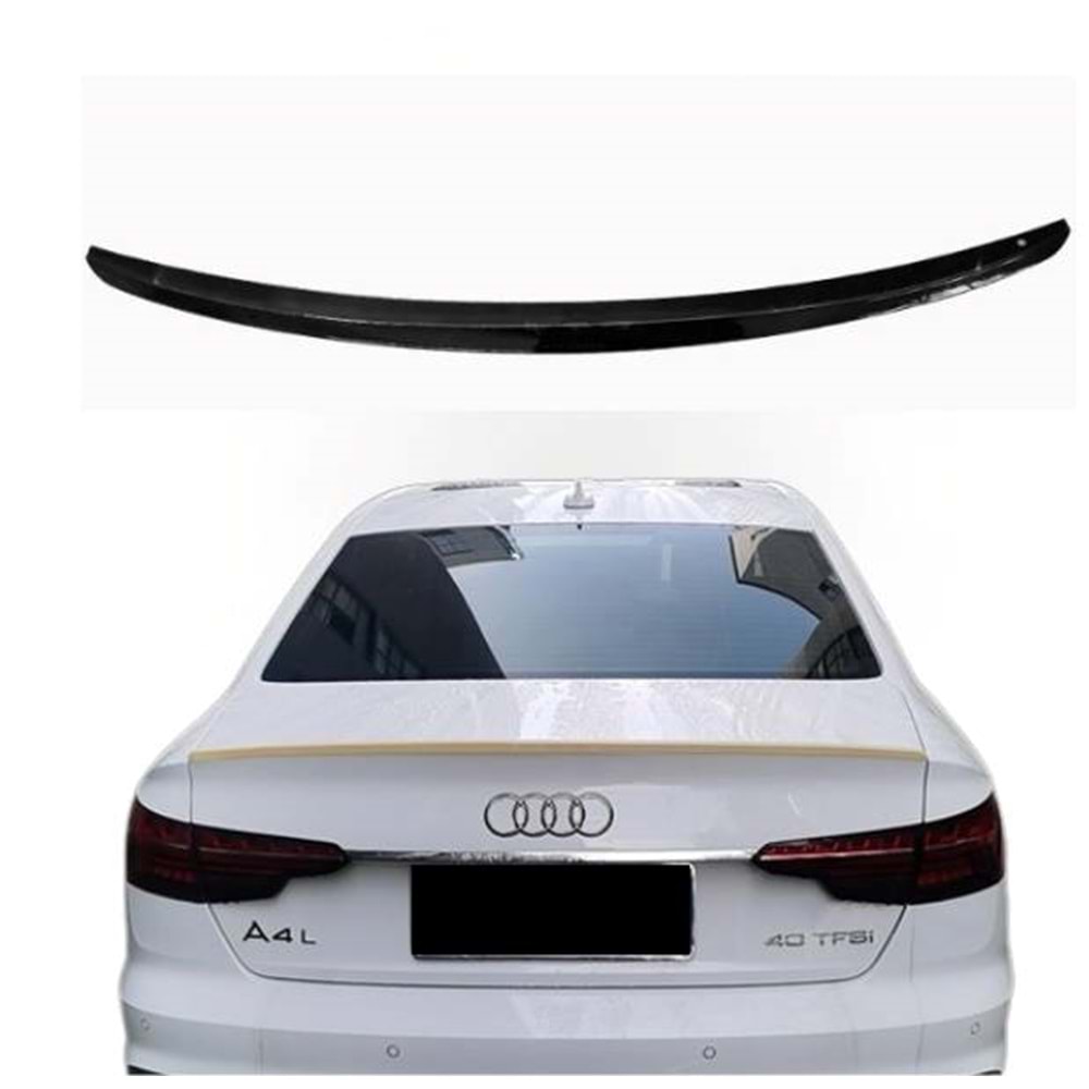 A4 B9 S4 Style Rear Trunk Spoiler Piano Black ABS / 2019-2021
