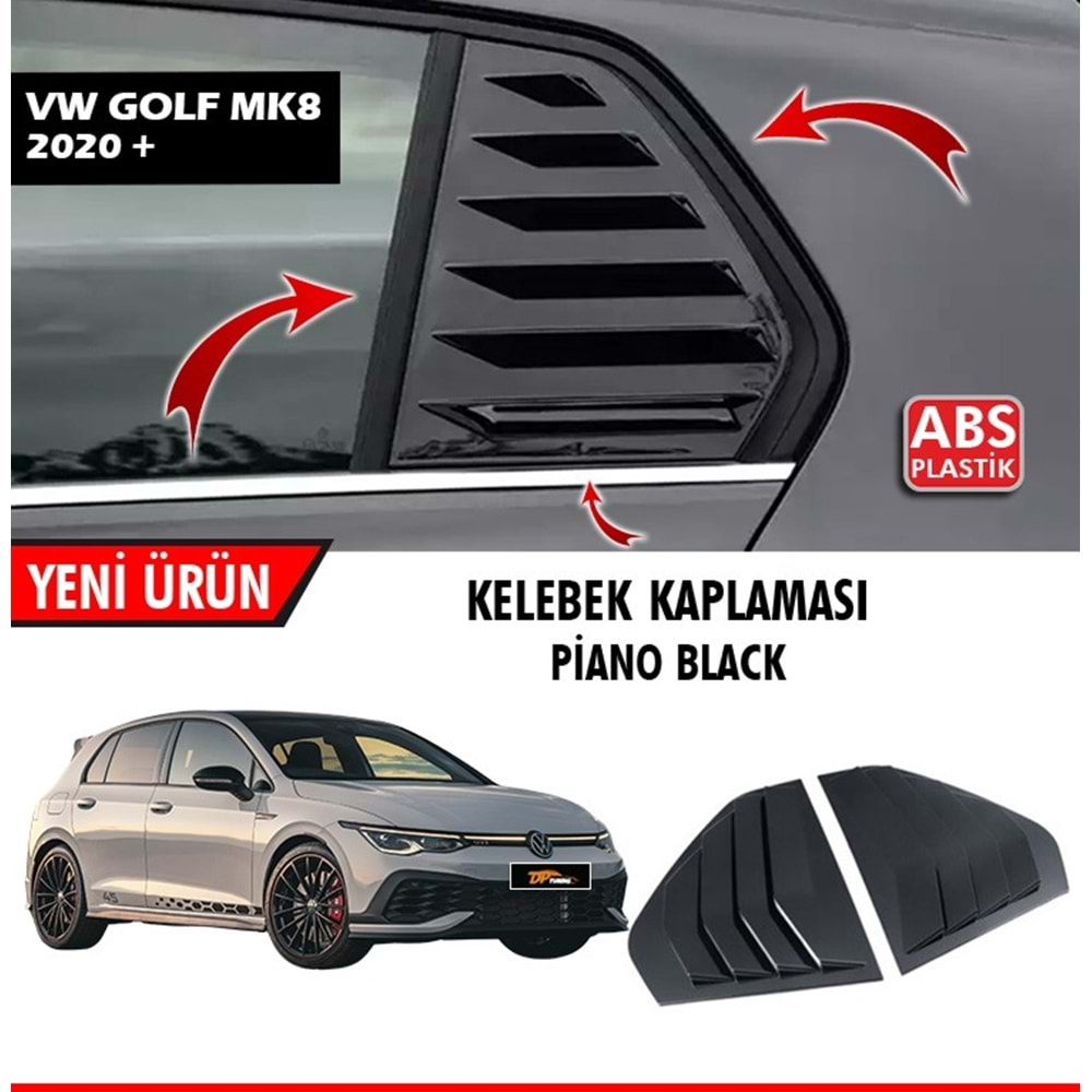 Golf 8 Side Window Louver Set Piano Black ABS / 2020 up