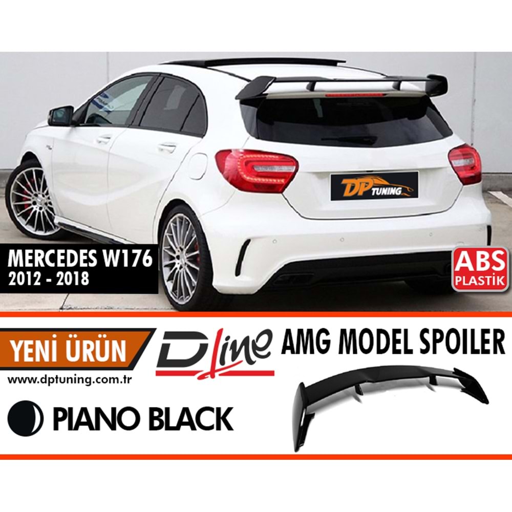 W176 AMG Style Roof Wing Spoiler Piano Black ABS / 2012-2018