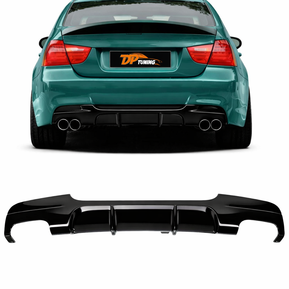 E90 M Technic M Performance Diffuser R+L Dual Output Piano Black Vacuum Plastic / 2004-2011