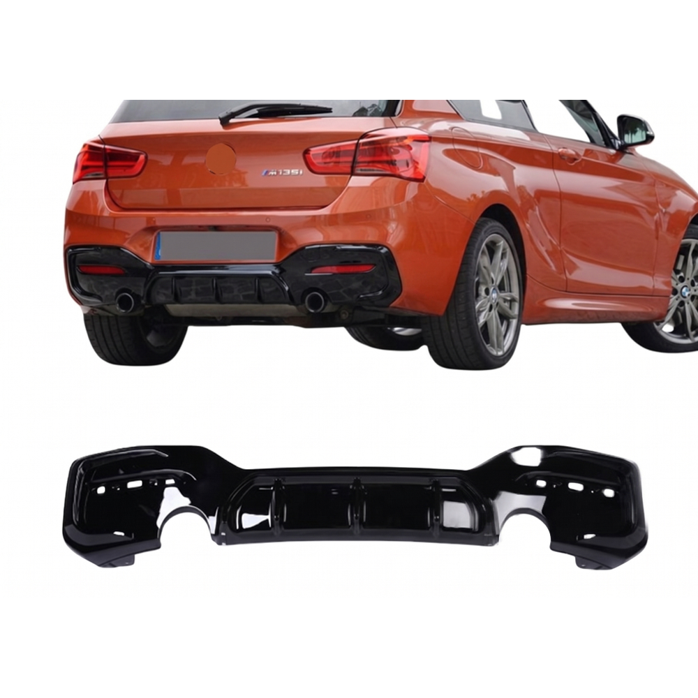 F20 LCI M Performance Rear Diffuser Left Right Single Output Glossy Black ABS / 2015-2019