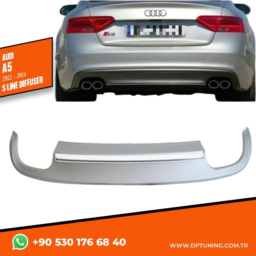 A5 B8 FL S5 Rear Diffuser Left+Right Double Outputs Matte Grey Surface ABS / 2011-2016 (Standart Bmp.)