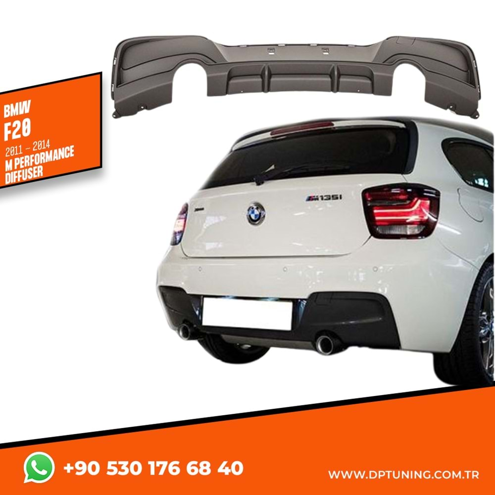 F20 M Performance Rear Diffuser Piano Black Black ABS / 2011-2014 (Left+Right Single Output)