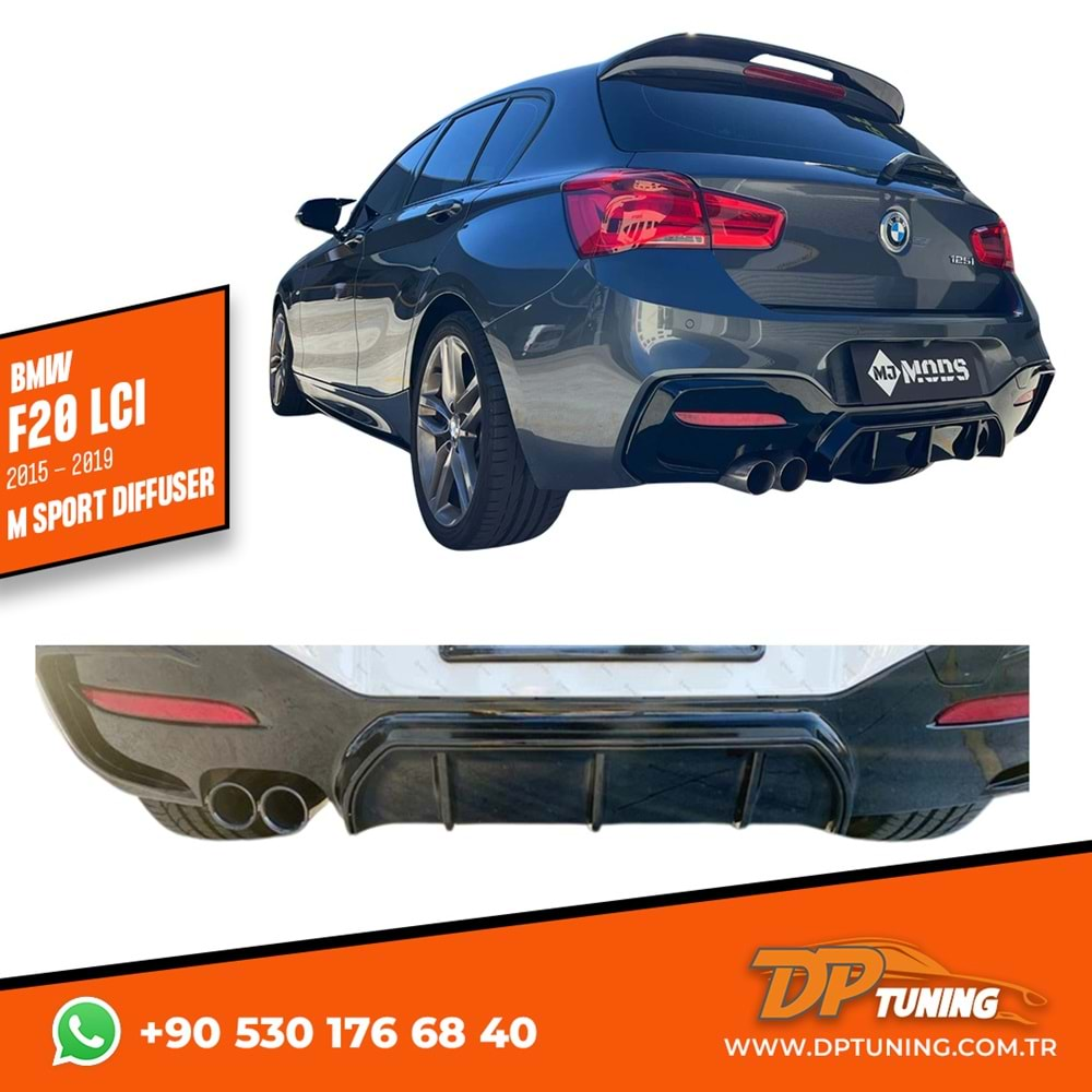 F20 LCI M Performance Rear Diffuser Left Dual Output Glossy Black ABS / 2015-2019