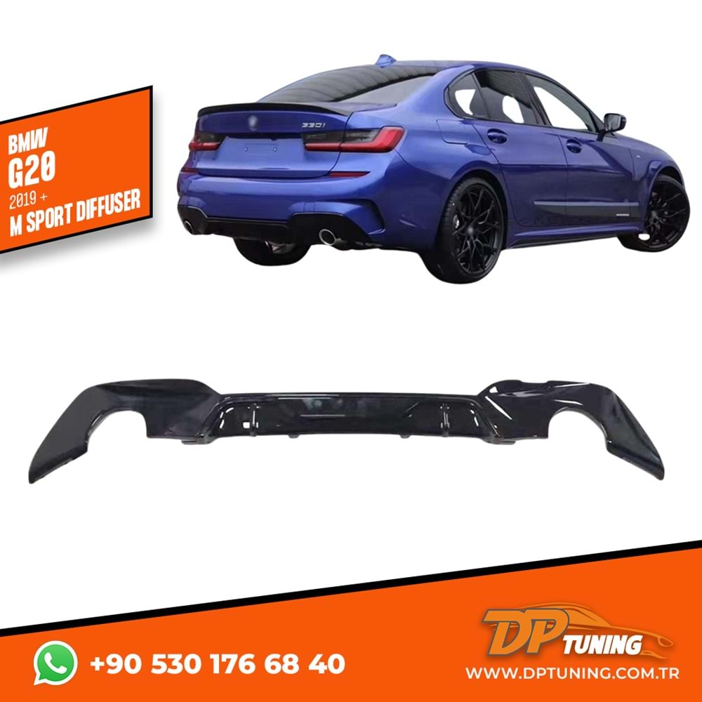 G20 M Sport Rear Diffuser Left+Right Single Outputs Piano Black ABS / 2019 - up