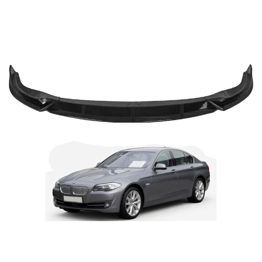 F10 Standard Bumper Front Lip Piano Black ABS / 2010-2013 (3 Pieces)