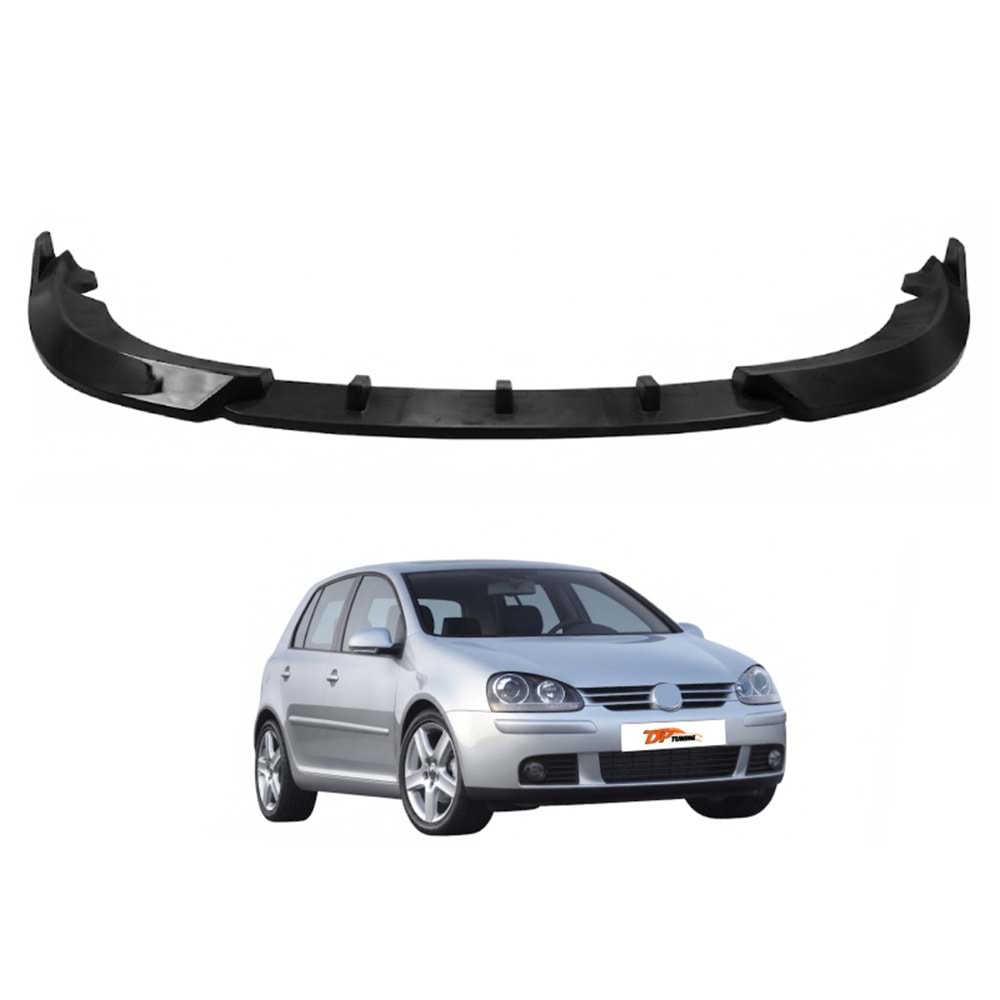 Golf MK5 Standard Bumper Front Lip Piano Black ABS / 2003 - 2009 (3 Pieces)