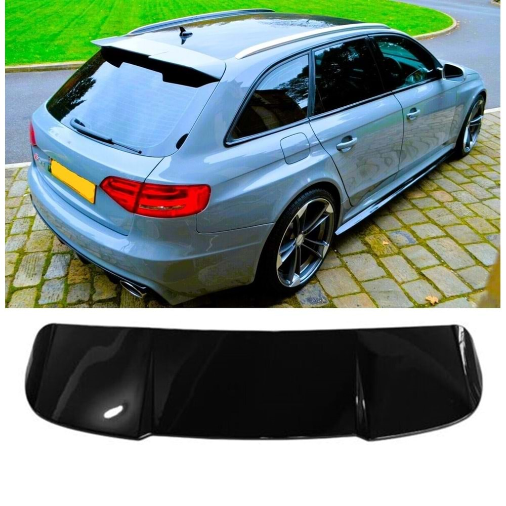 A4 B8 Avant Rear Roof Spoiler Piano Black ABS / 2008-2015 (ALLROAD)