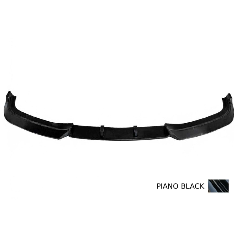 F10 LCI Standard Bumper Front Lip Piano Black ABS / 2014 - 2017 (3 Pieces)