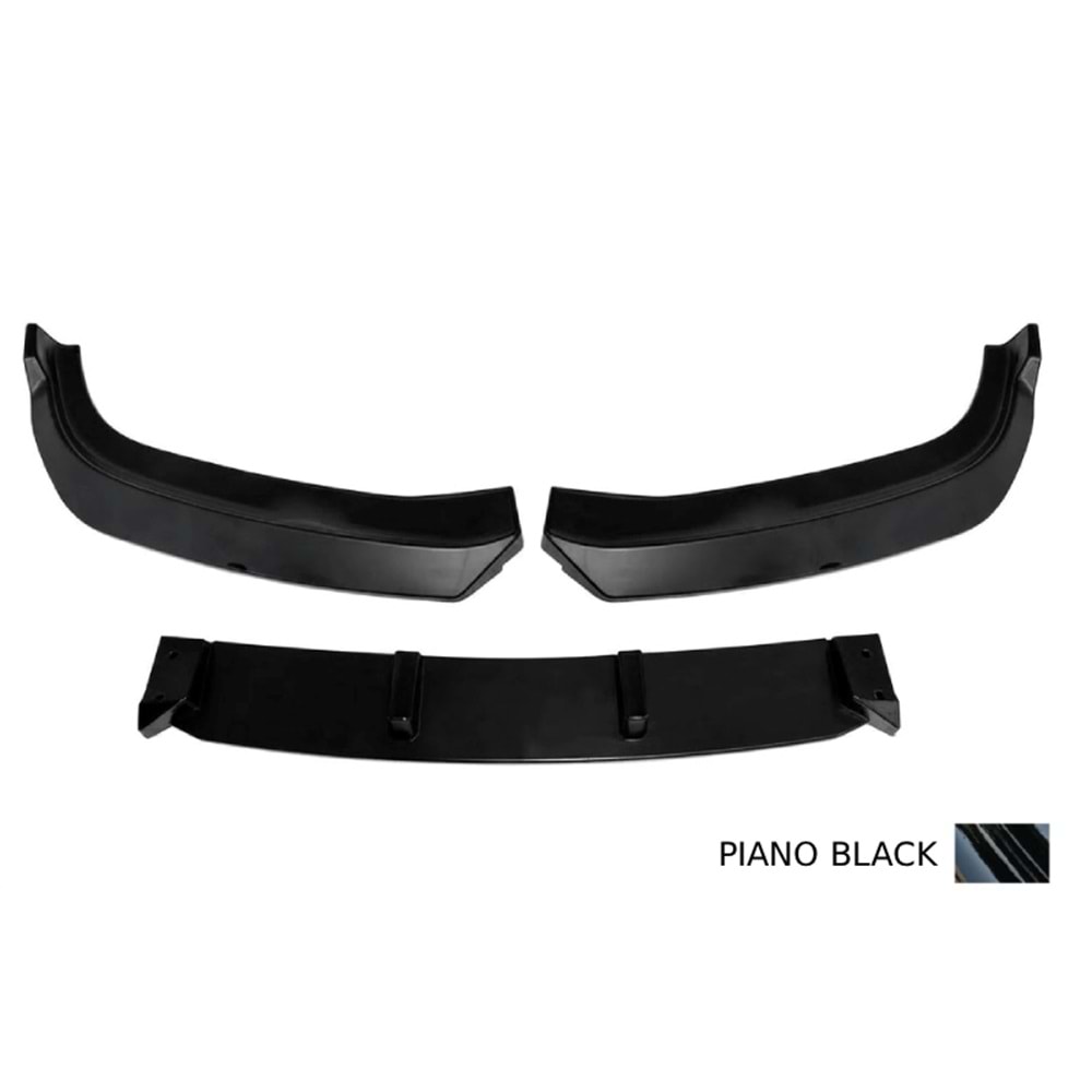 F10 LCI Standard Bumper Front Lip Piano Black ABS / 2014 - 2017 (3 Pieces)