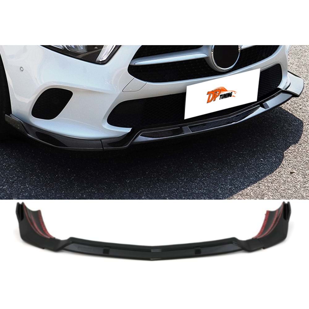 W177 Front Lip Piano Black ABS / 2018-up (3 Pieces)