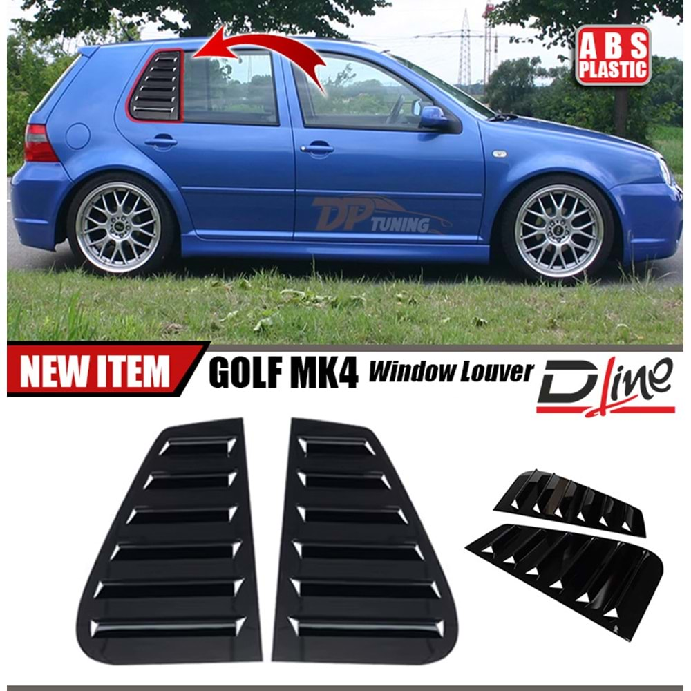 Golf 4 Side Window Louver Set Piano Black ABS / 1997 - 2003