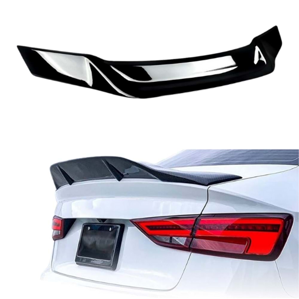 A3 8V Sedan R Style Rear Trunk Spoiler Piano Black ABS / 2012-2019