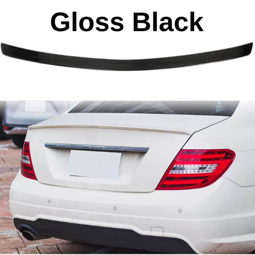 W204 AMG Style Rear Trunk Spoiler Piano Black ABS / 2007-2014
