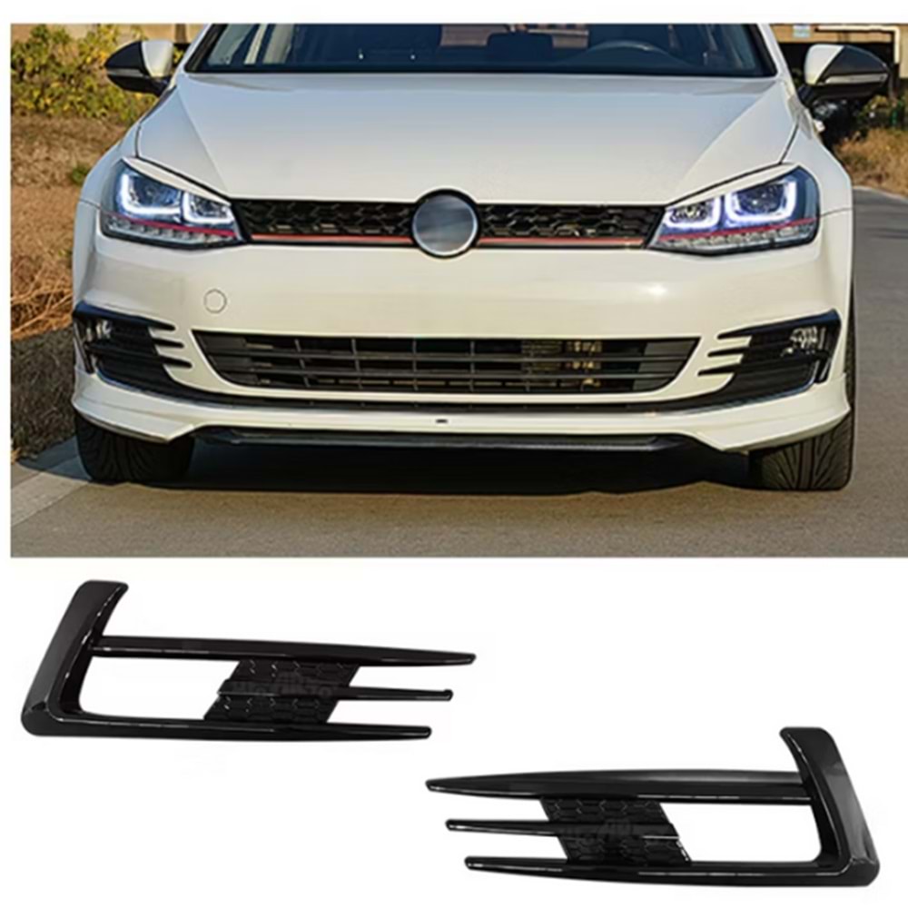 Golf 7 GTI Front Fog Lamp Frame Piano Black ABS / 2012-2017