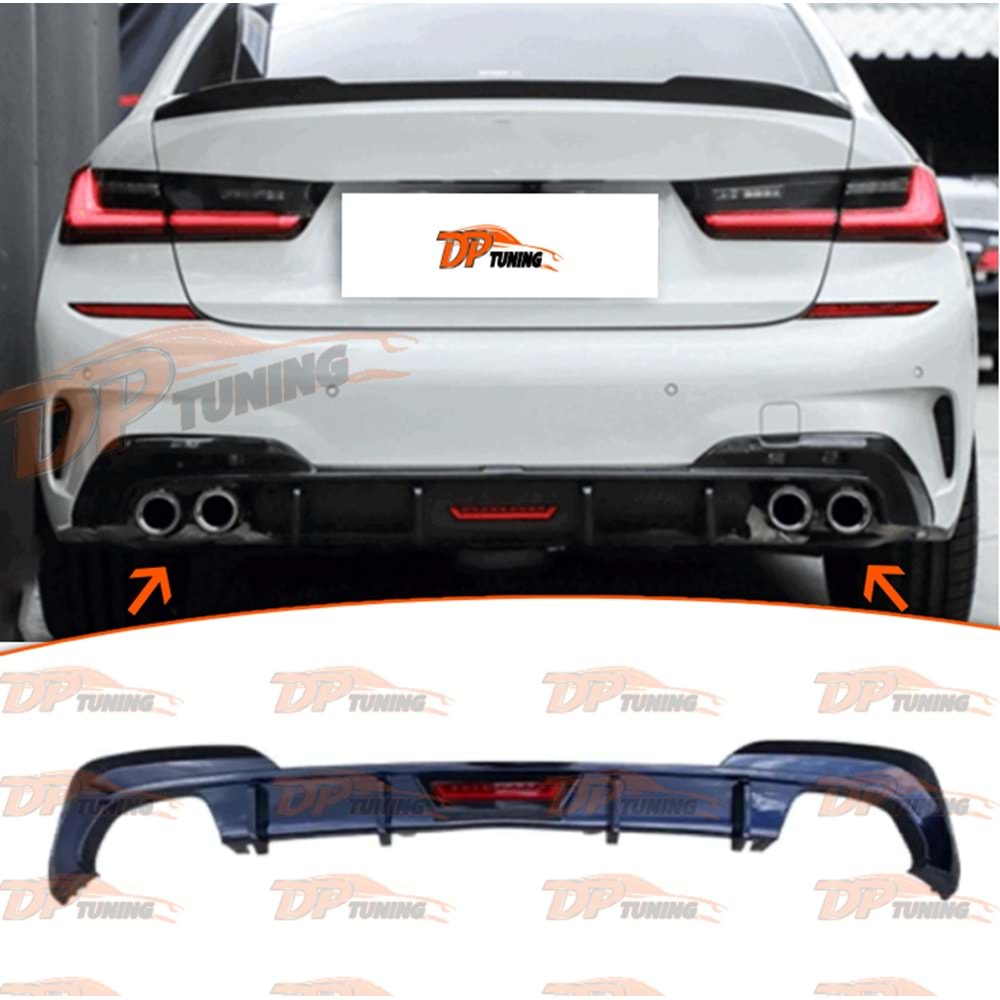 G20 Rear Diffuser Left+Right Double Outlets Piano Black ABS / 2019-2021 (With Led)