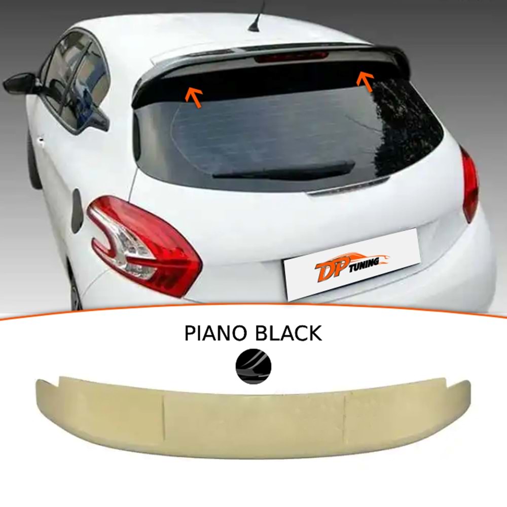 208 Rear Roof Spoiler Piano Black ABS / 2012 - 2015