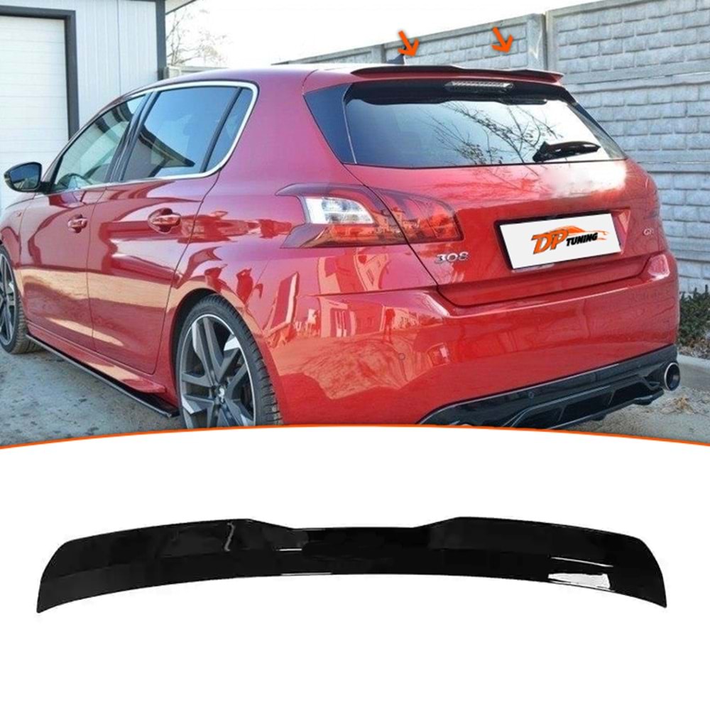 308 Tavan Üzeri Spoiler Piano Black ABS / 2013 - 2017
