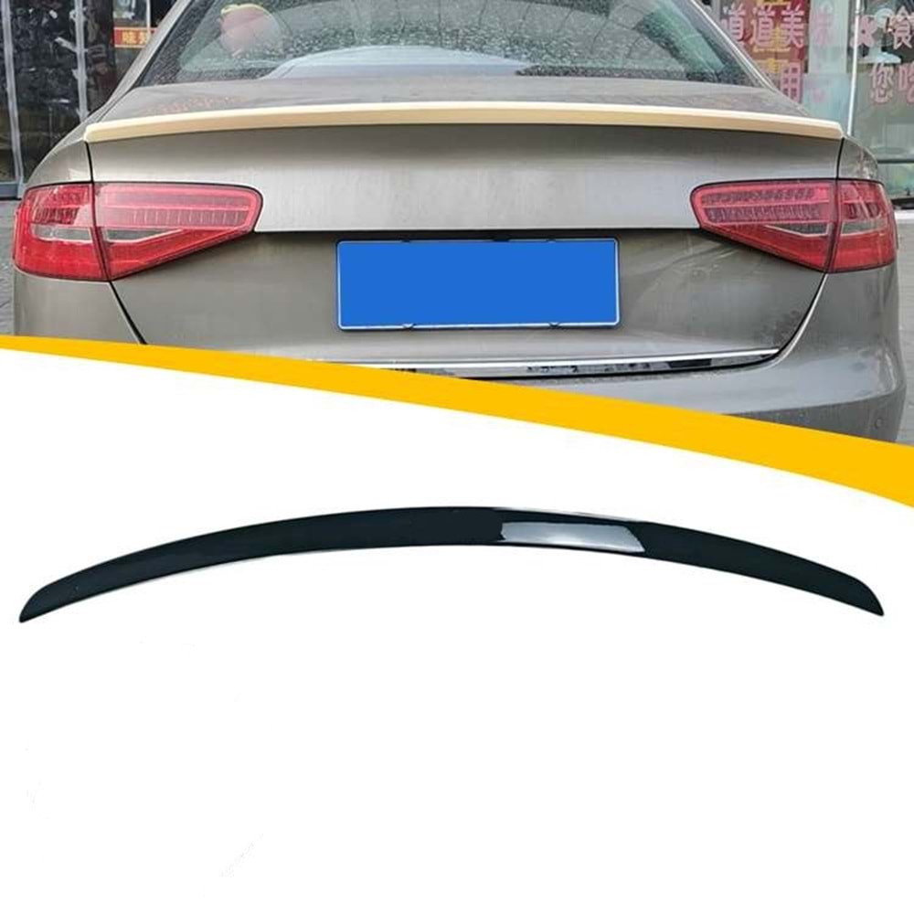 A4 B8 S4 Style Rear Trunk Spoiler Piano Black ABS / 2008-2015