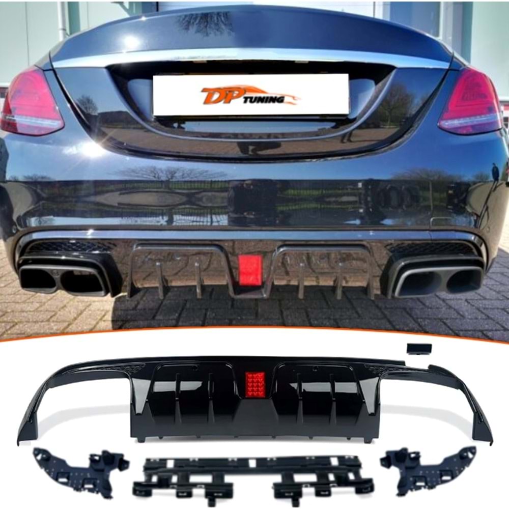 W205 Brabus Model Rear Diffuser Piano Black ABS / 2015 - 2021