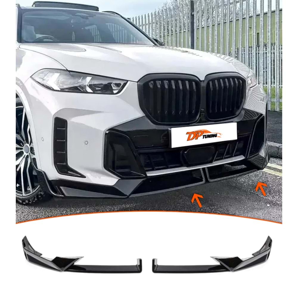 X5 G05 LCI Front Lip Piano Black ABS / 2018 - up (2 Pieces)