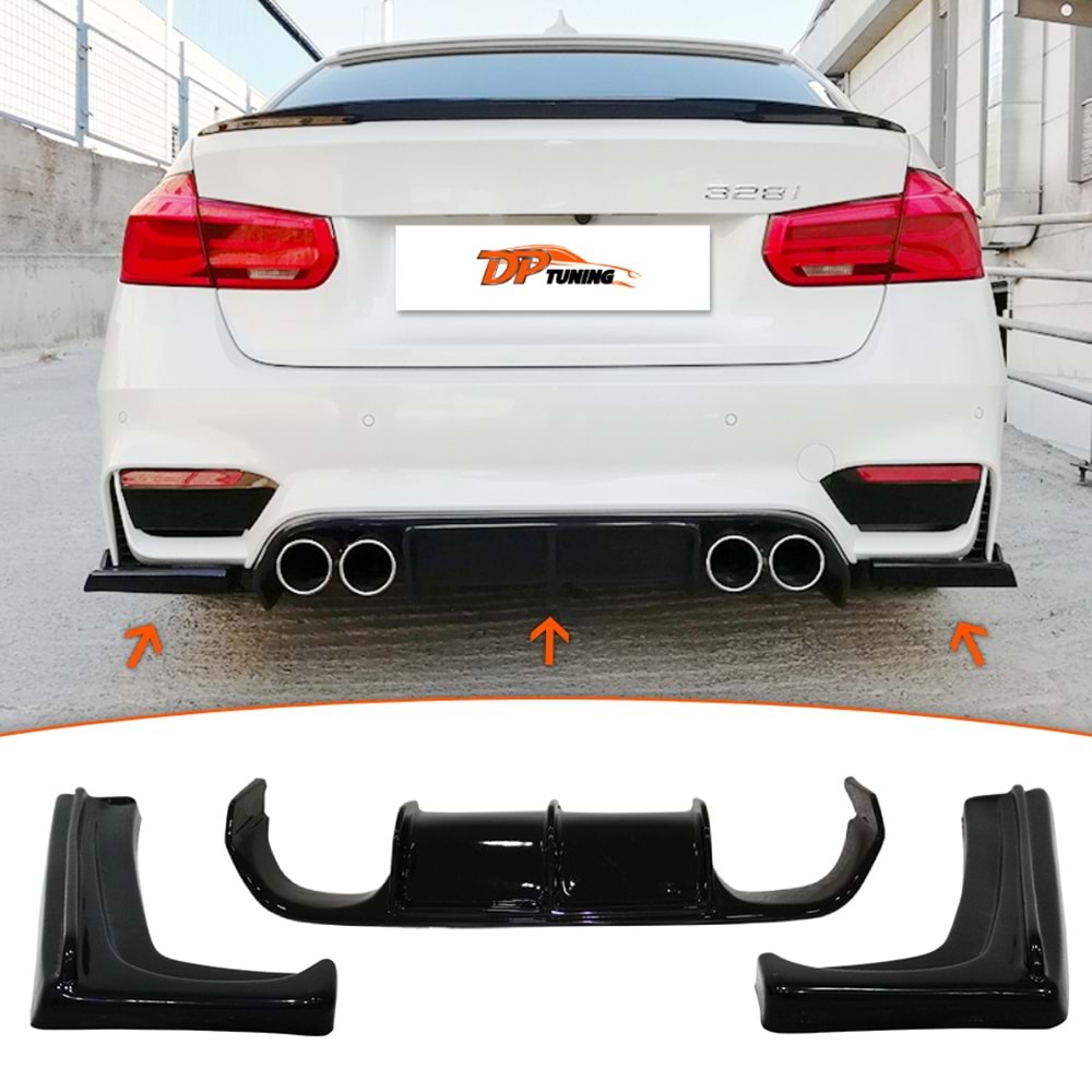 F30 M3 Vorstainer Diffuser Piano Black Vacuum Plastic Set / 2012-2018 (3 Pieces)