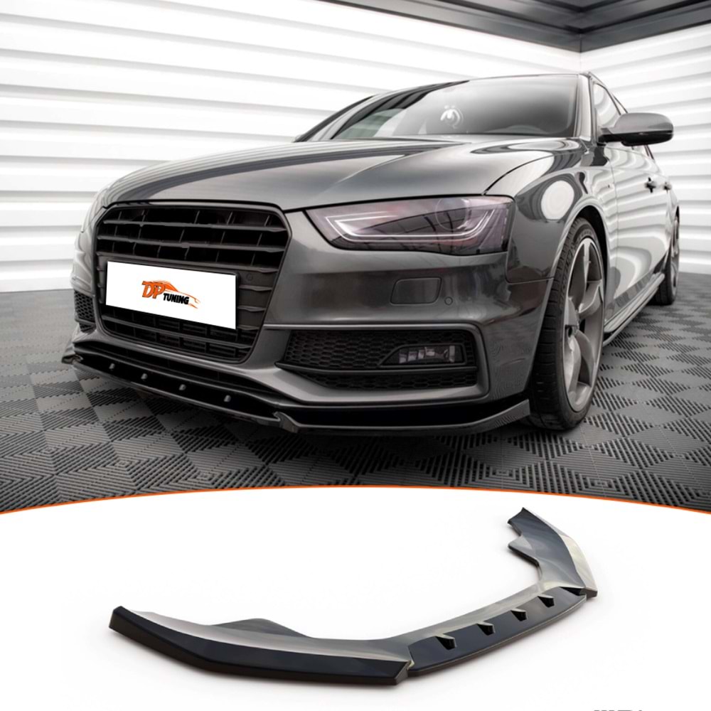 A4 B8 S-Line Max V3 Front Lip Piano Black Vacuum Plastic / 2012 - 2015