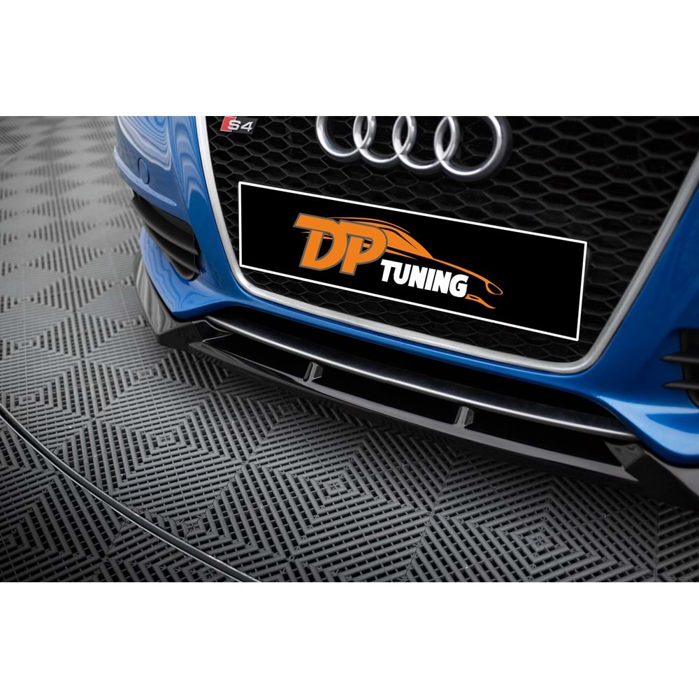 A4 B8 S4 / S-Line Max V4 Front Lip Piano Black Vacuum Plastic / 2008 - 2011