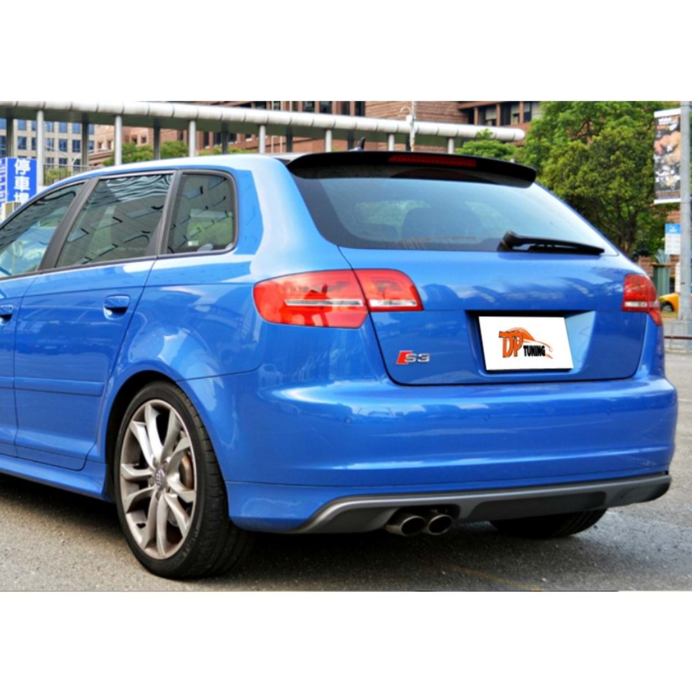 A3 8P S3 Style Rear Bumper Lip Left Double Outputs Raw Surface Vacuum Plastic / 2005-2012 (4 Doors)