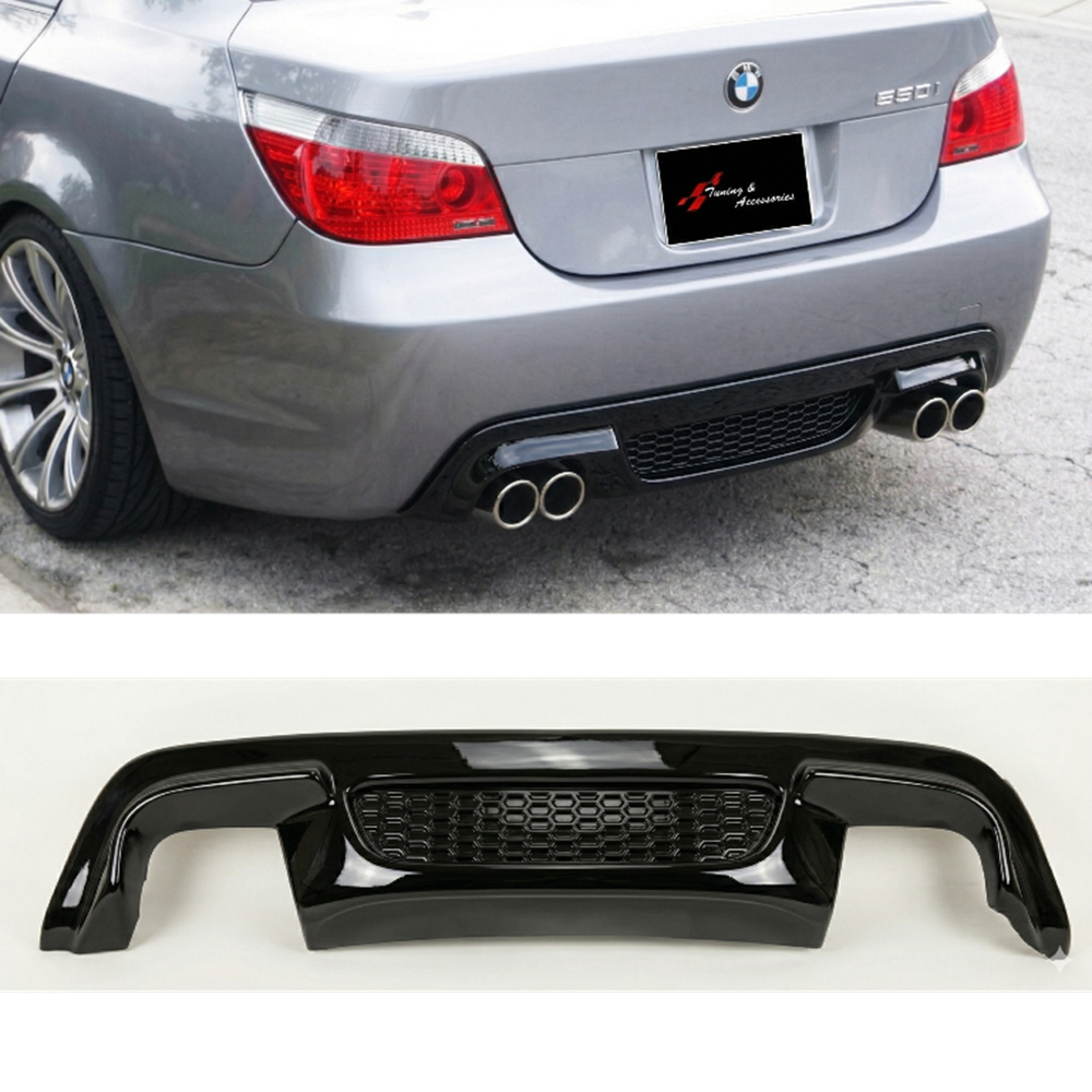 E60 M5 Rieger Style Diffuser R+L Dual Output Piano Black Vacuum Plastic / 2003-2010
