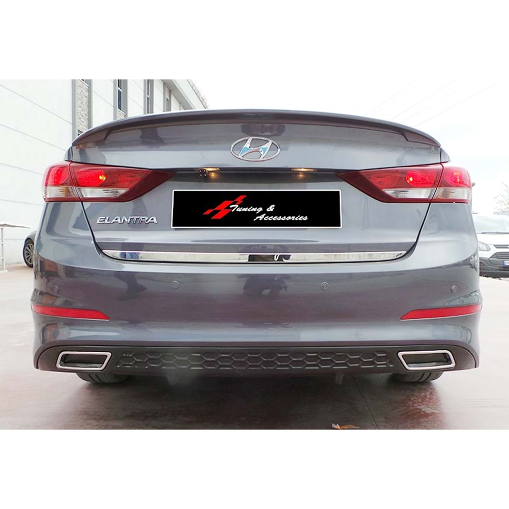 Elantra Rear Diffuser + Chromee Exhaust Tips Piano Black Vacuum Plastic / 2015-2020